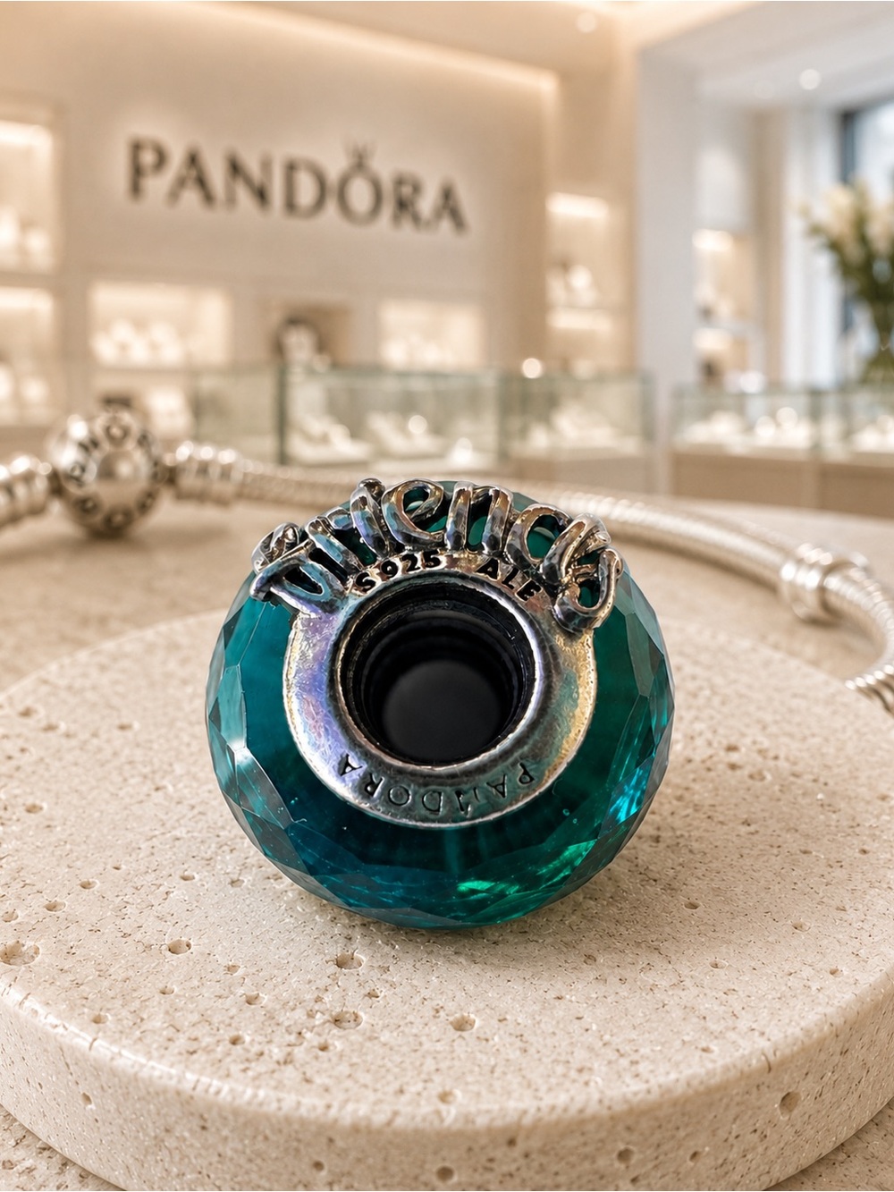 Pandora Friends Always Teal Murano Glass Charm S925 ALE Sterling Silver
